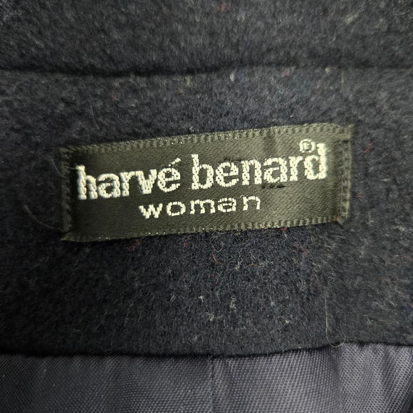 Vintage 70s Harve Benard Navy Wool Double Breasted Overcoat ILGWU Size Large - Picture 9 of 15